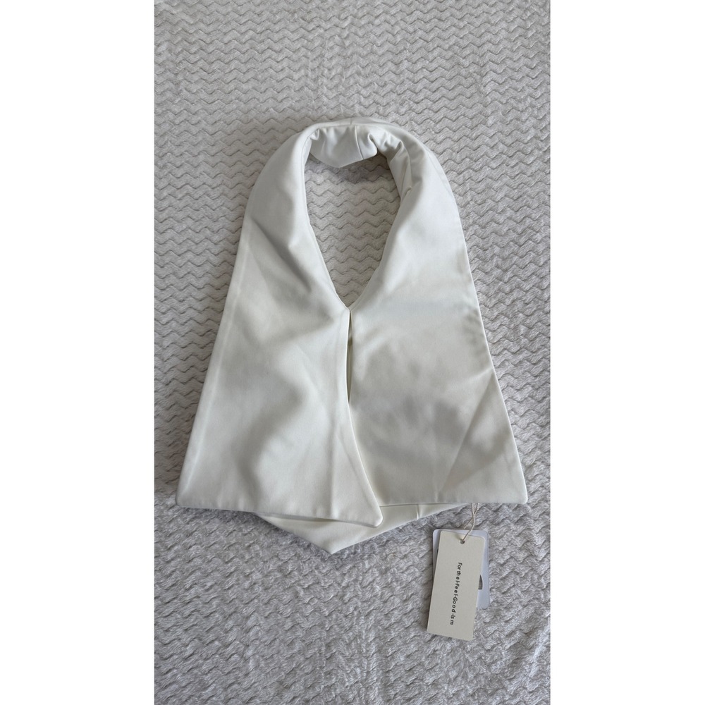 Commense White Draped Halter Top V-Neck Pointed Hem OA24061/T Small NEW